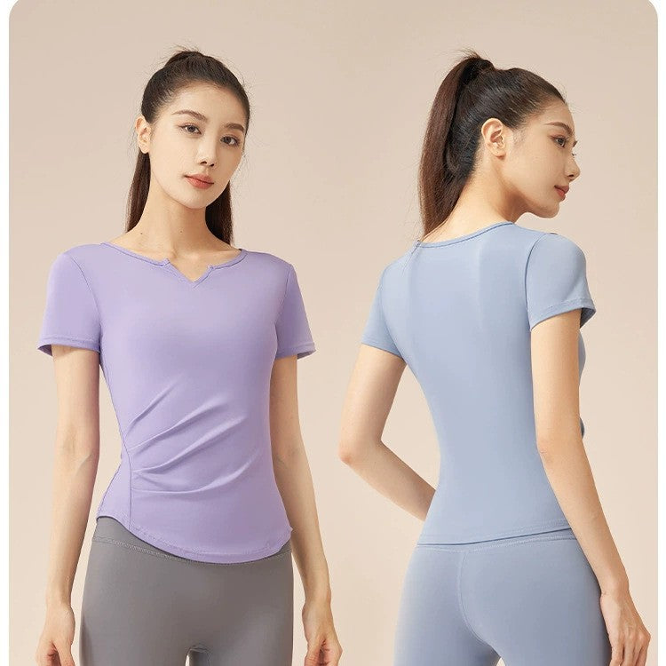 V-Neck Slim Women’s Quick-Drying Pilates & Yoga T-shirt