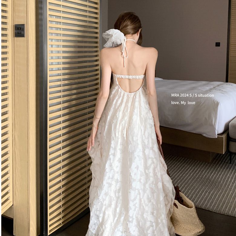 Seaside Resort Backless Halterneck Dress