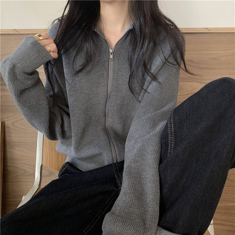Women’s Winter Turtleneck Zipper Knit Cardigan Jacket