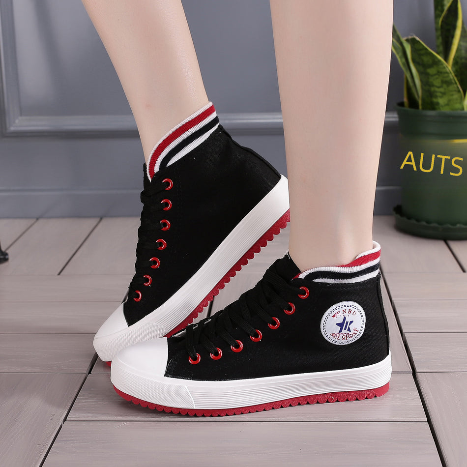 Korean Style Women’s High-Top Canvas Sneakers