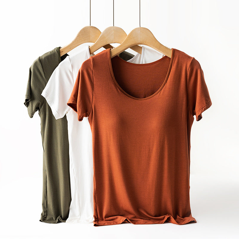 Padded Short-Sleeved Camisole T-Shirt