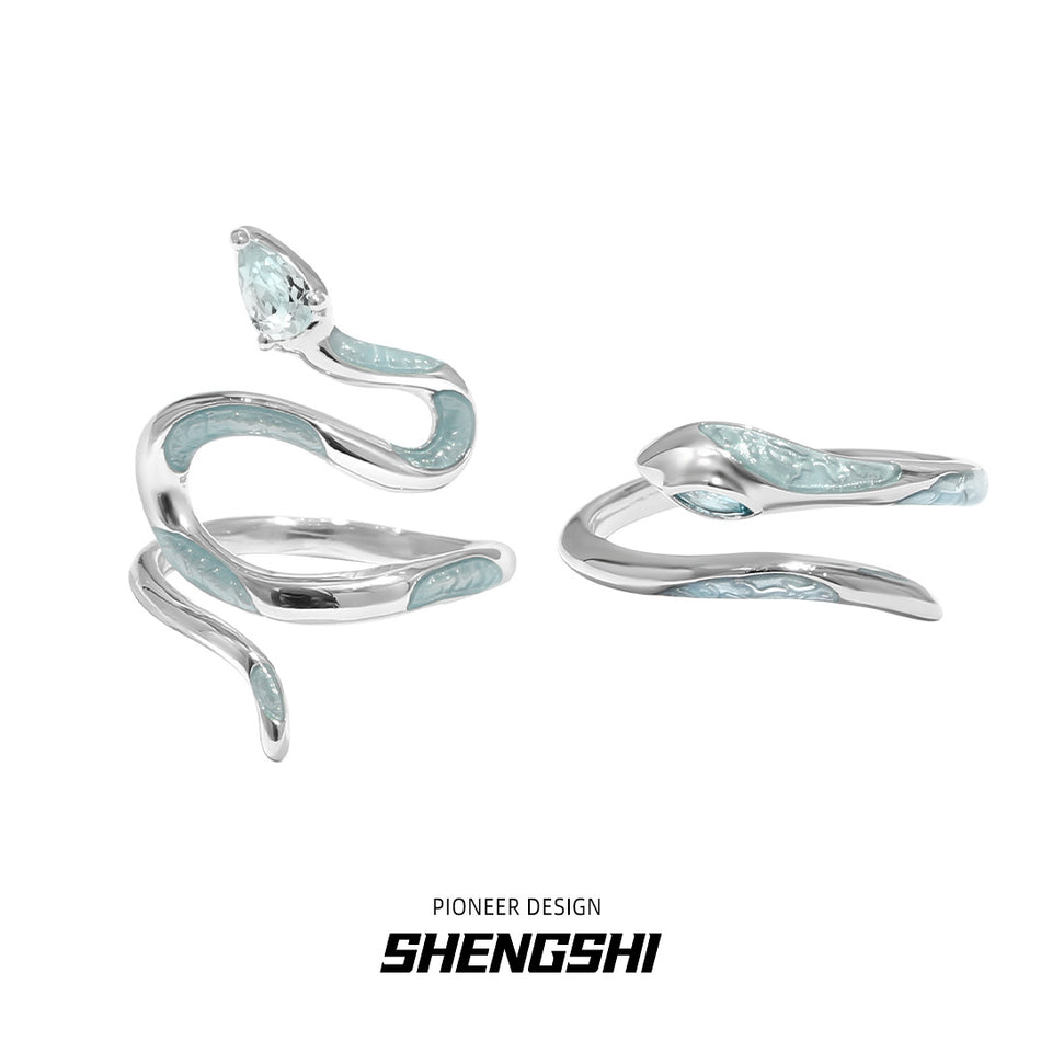 Ice Blue Snake Open Ring Women’s Stylish Jewelry