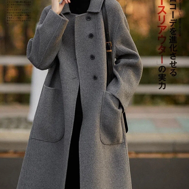 Plus Size Mid-Length Wool Coat