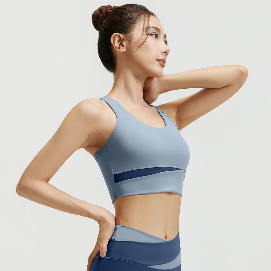 Colorblock Shockproof Yoga Bra – Stylish & Strong Support