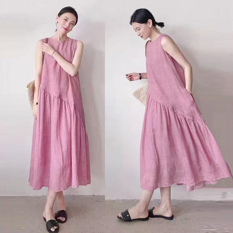 Cotton Linen Sleeveless Dress