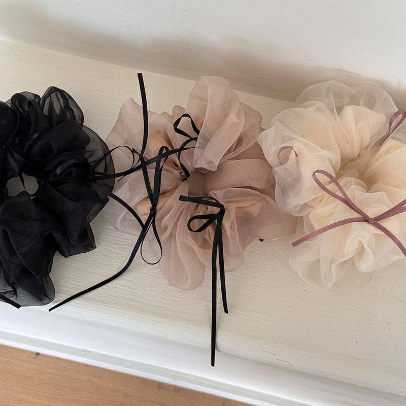 Ballet Mesh Ribbon Bow Hair Tie – Elegant High Elastic Hair Rope