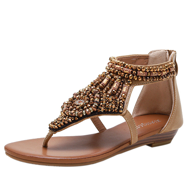 Rhinestone Wedge Roman Sandals – Summer Holiday Glam