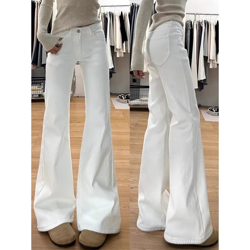 2025 White High-Waist Wide Leg Women’s Jeans