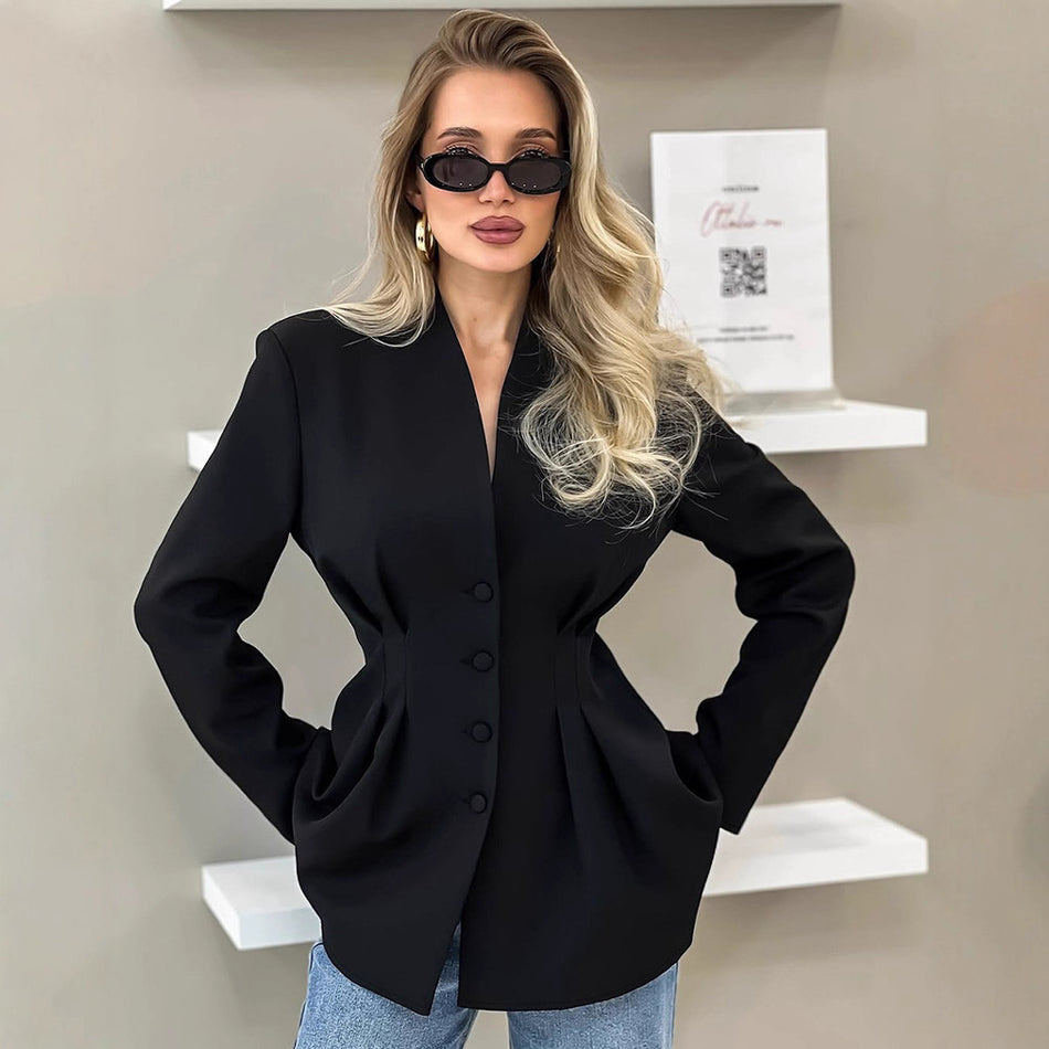 Elegant Slim Fit V-Neck Women’s Blazer