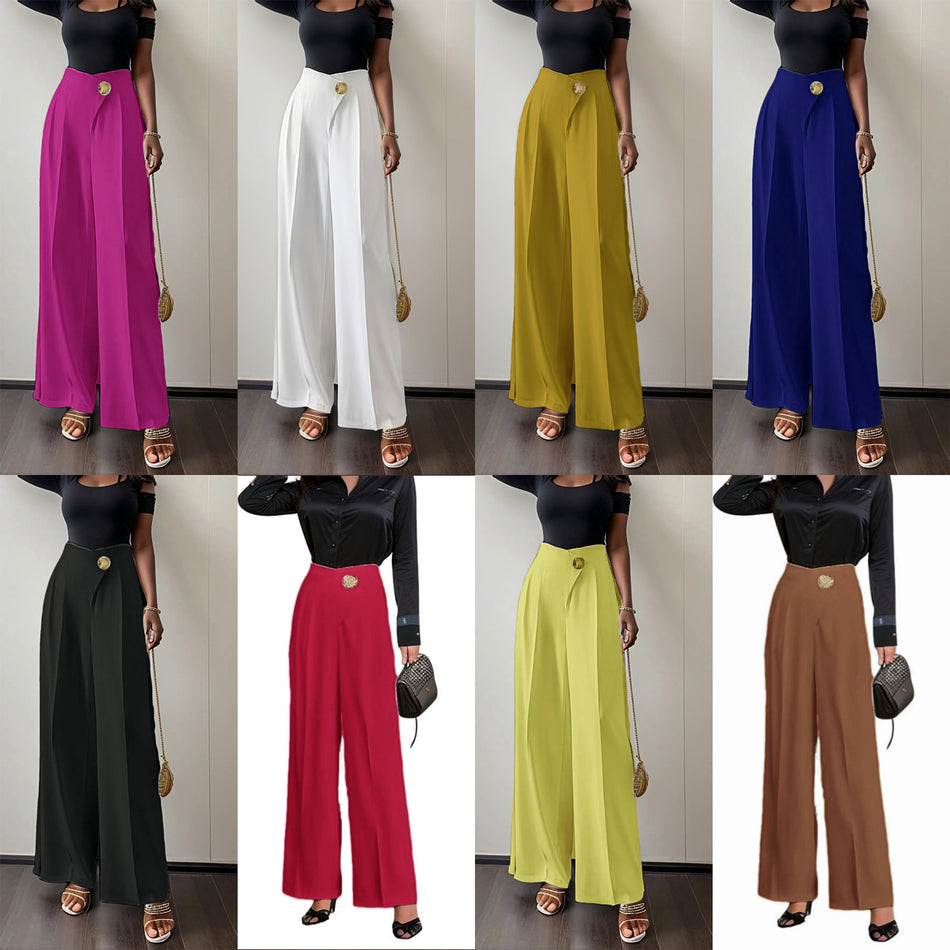 Women’s High-Waist Solid Casual & Formal Straight Pants