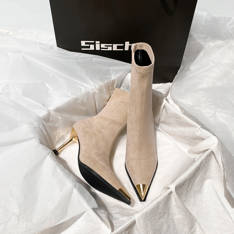 Women’s Sheepskin Stiletto Short Boots