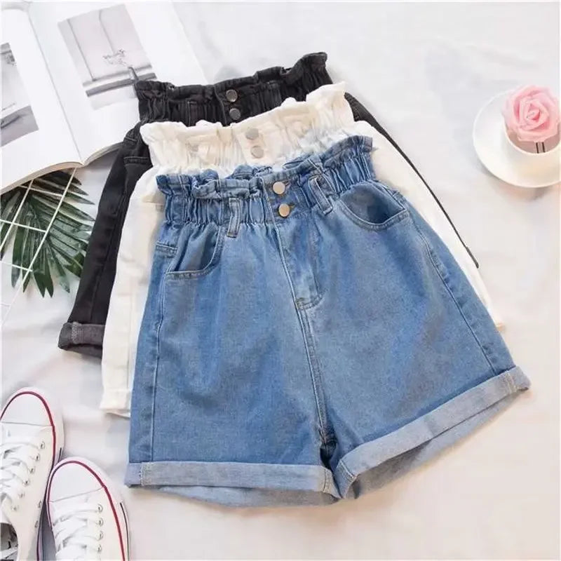 Plus Size High Waist Denim Shorts for Women