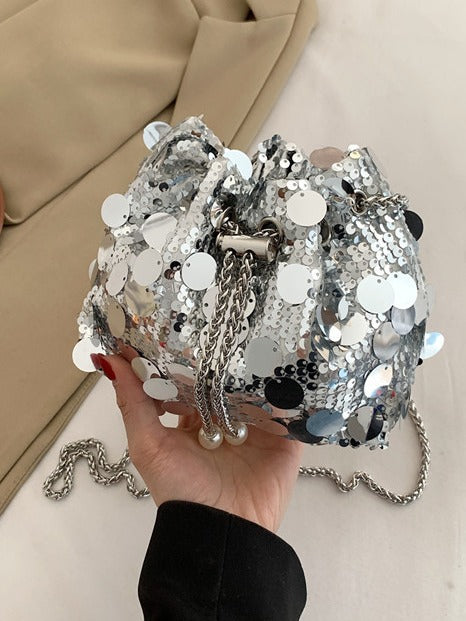 2024 Sequin Evening Bucket Bag – Elegant Retro Crossbody