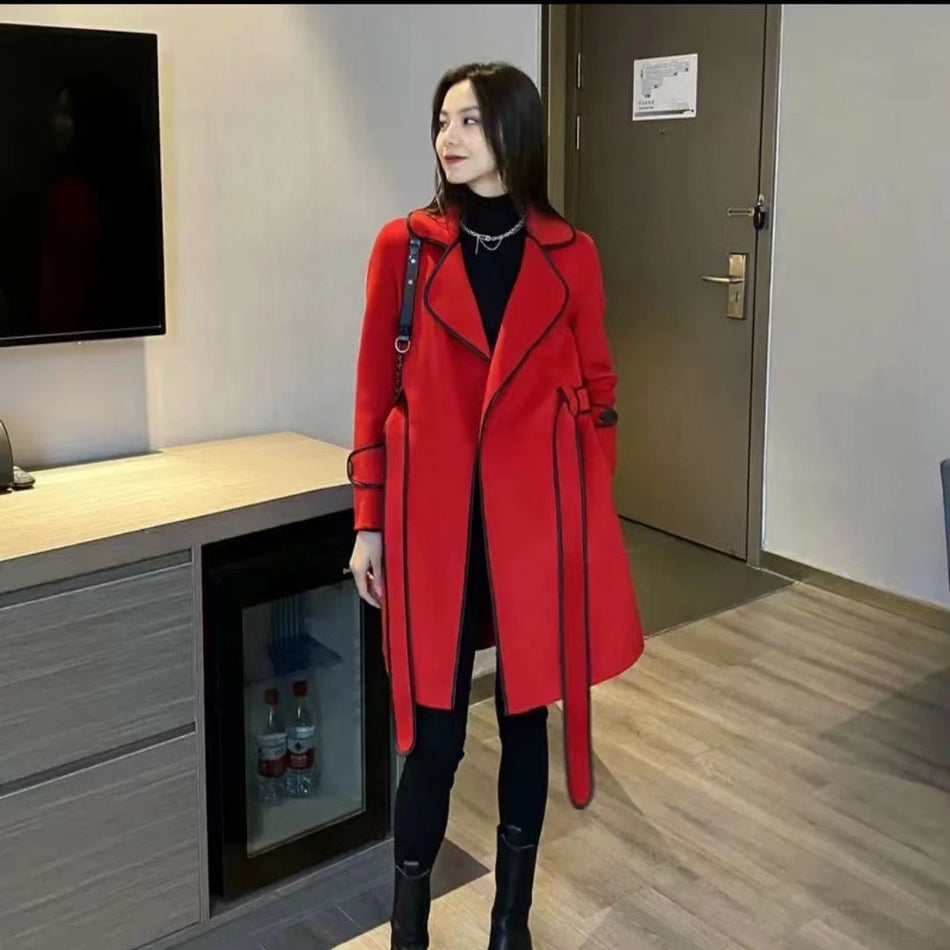Wool Velvet Mid-Length Coat