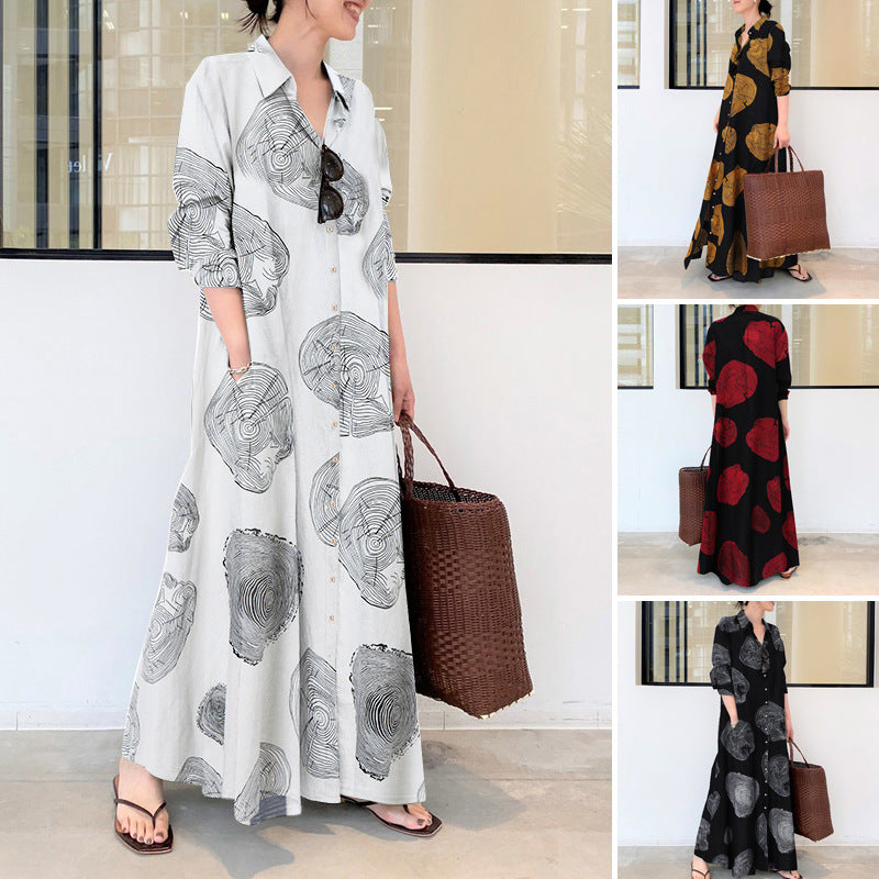 Linen Loose Long Sleeve Casual Dress