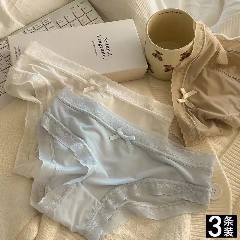 Ice Silk Lace Panties – Seamless & Cotton Crotch