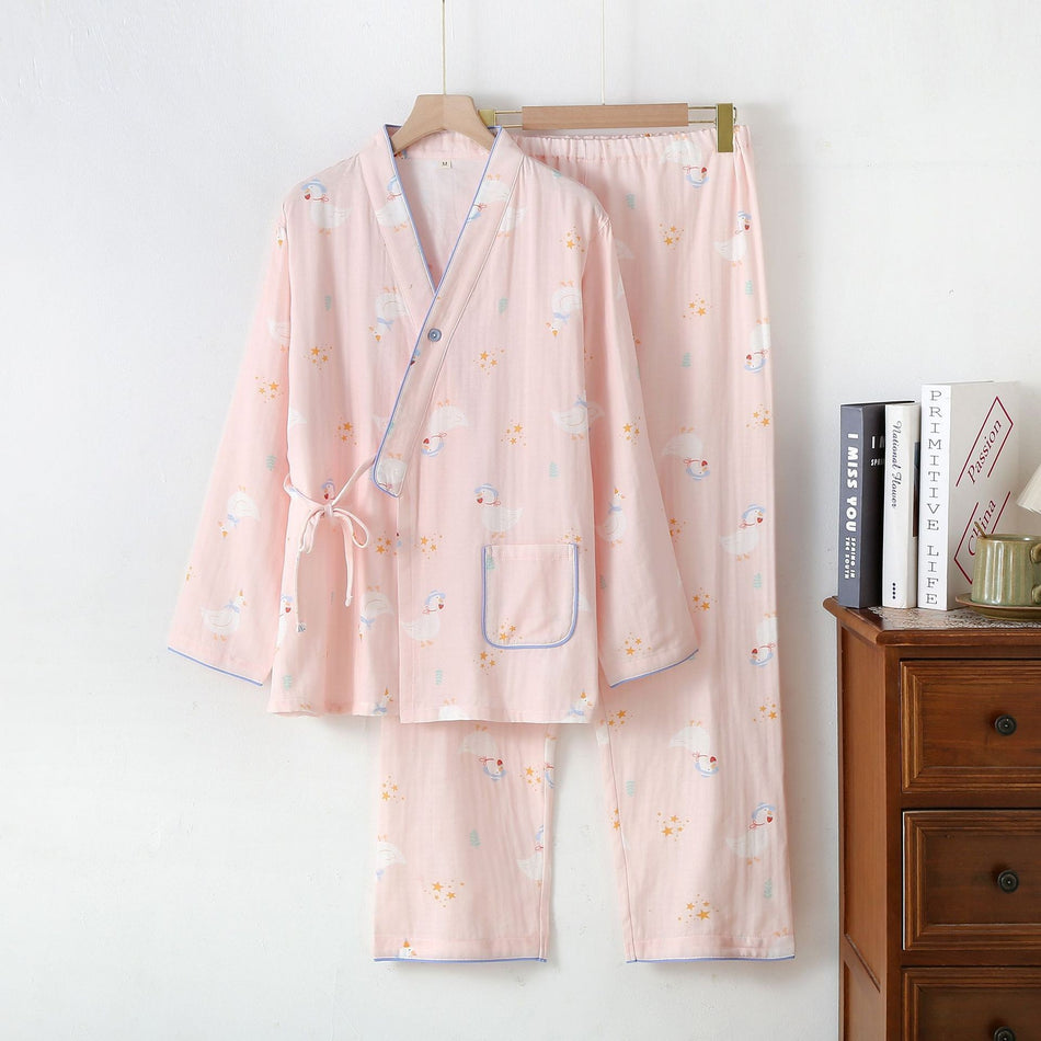 Adjustable Cotton Double Gauze Maternity and Nursing Pajamas
