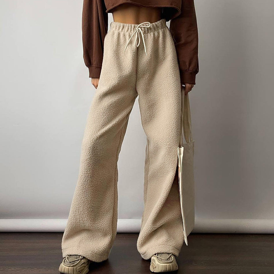 Lamb Wool Wide-Leg Pants