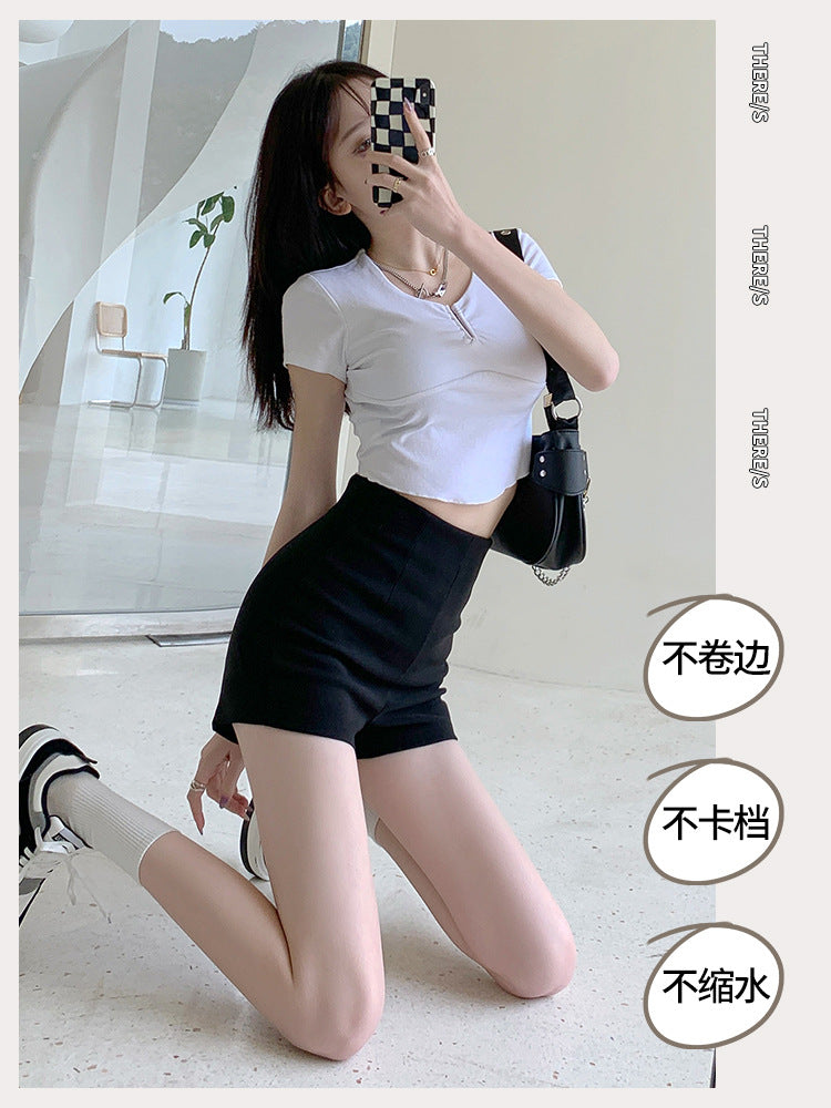 Black High Waist Suit Shorts Women K Style Summer