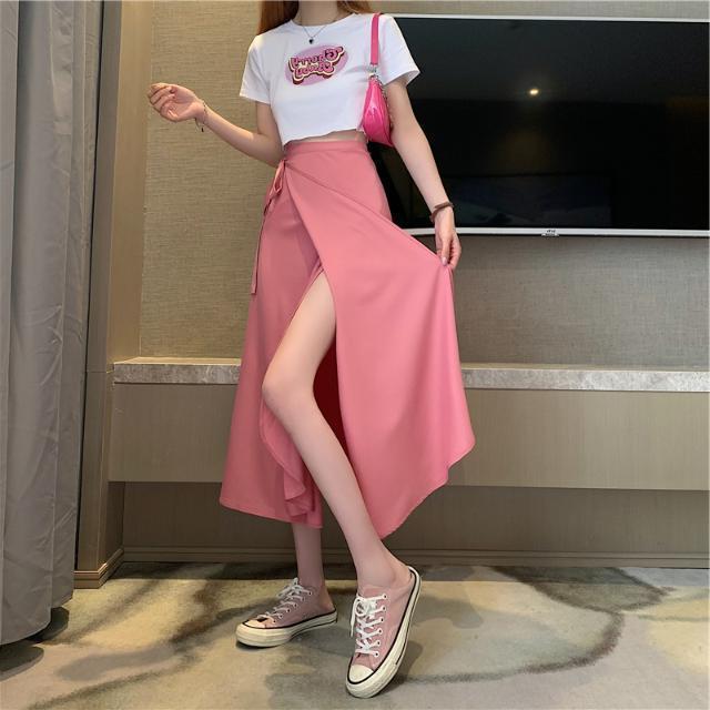 High-Waist Strap Wrap Skirt