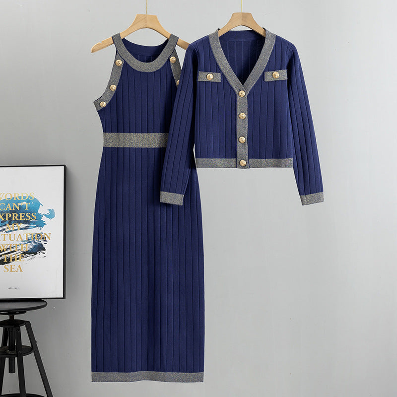 Winter French Style Sweater Vest & Dress Set
