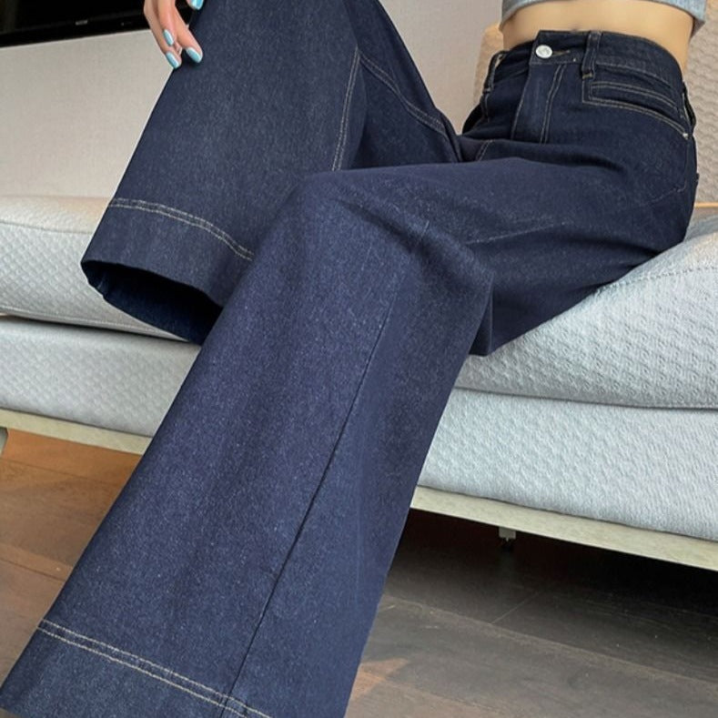 Denim Dark Blue Wide-Leg Jeans
