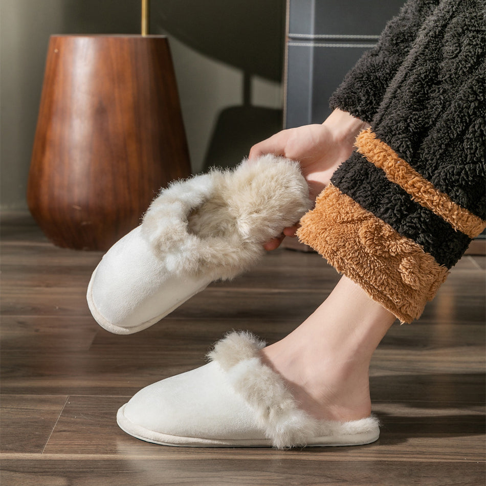 Plus-Size Fleece-Lined Cotton Slippers