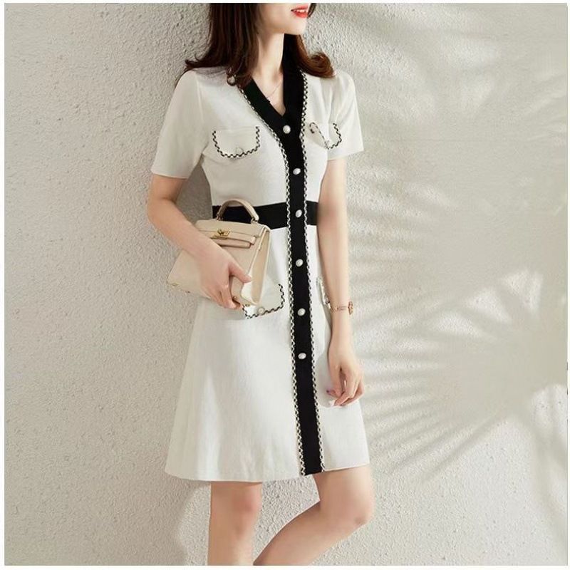 Slimming Chanel-Style Waist-Cinch Knit Dress