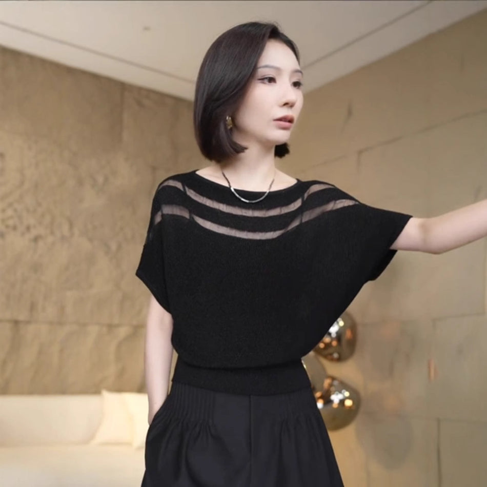 Euro Style Ice Silk Batwing Sleeve Top