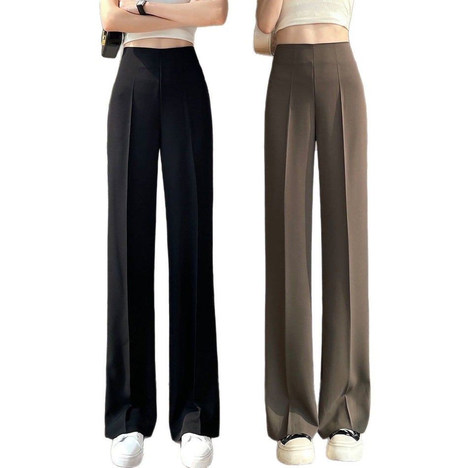 Women’s Side Zipper High Waist Narrow Wide-Leg Pants