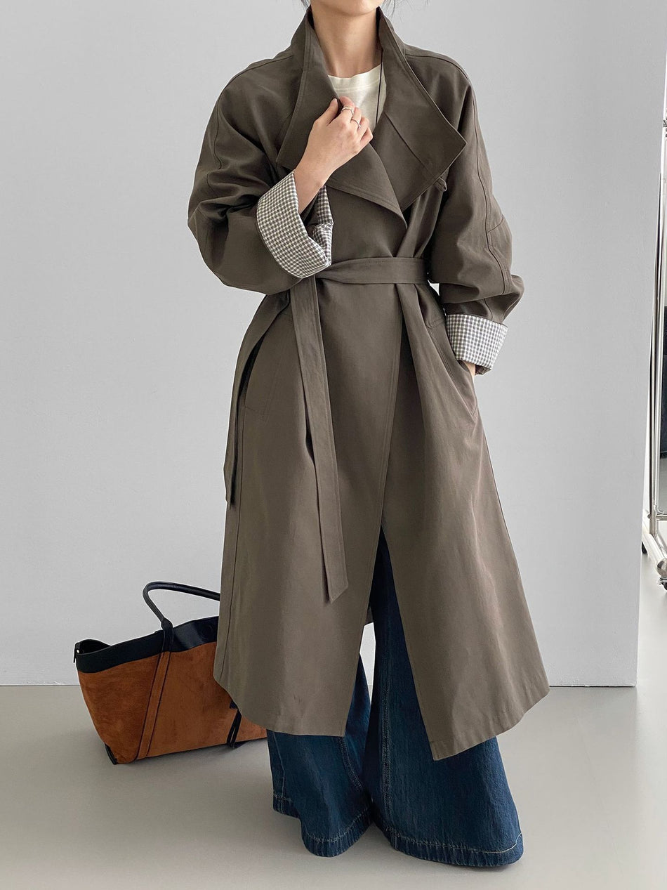 Retro British Stand-Up Collar Mid-Length Coat