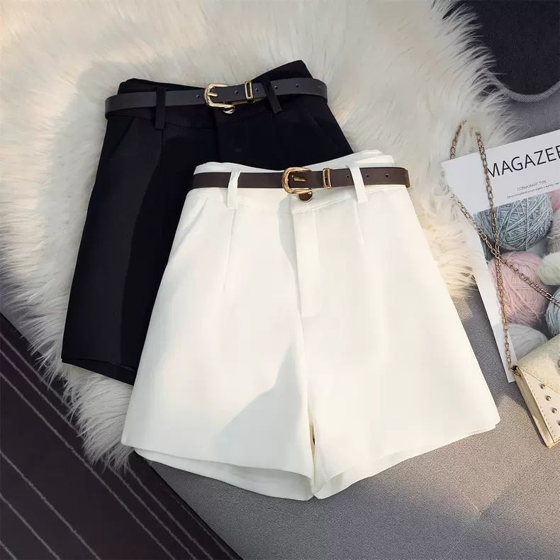 White High Waist A Line Suit Shorts Women Summer