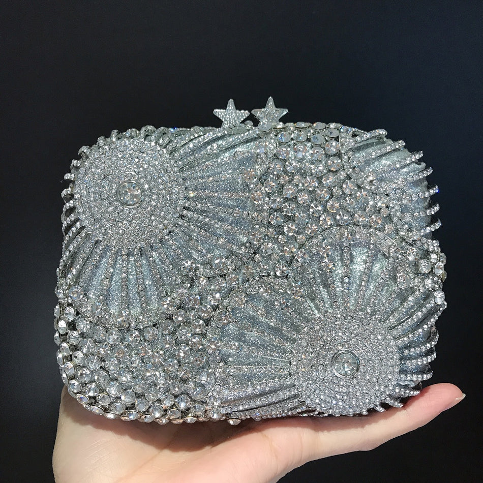 Starfire Crystal Clutch – Silver Banquet Bag