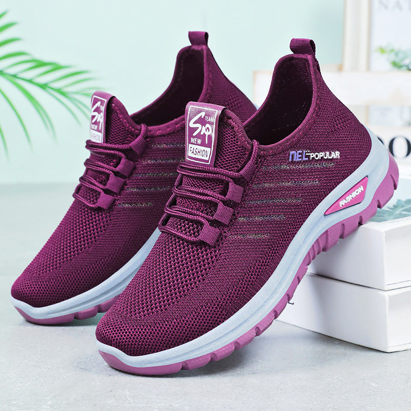 2026 Spring OEM Customized Women's Fly-Knit Sneakers: Soft-Sole Couple's Walking Shoes