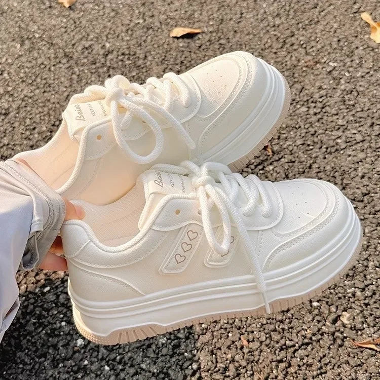 Thick Sole White Sneakers – Sporty & Chic