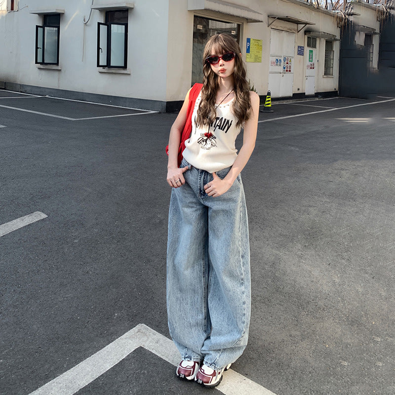 Women’s Retro Low Waist Loose Wide Leg Sickle Pants