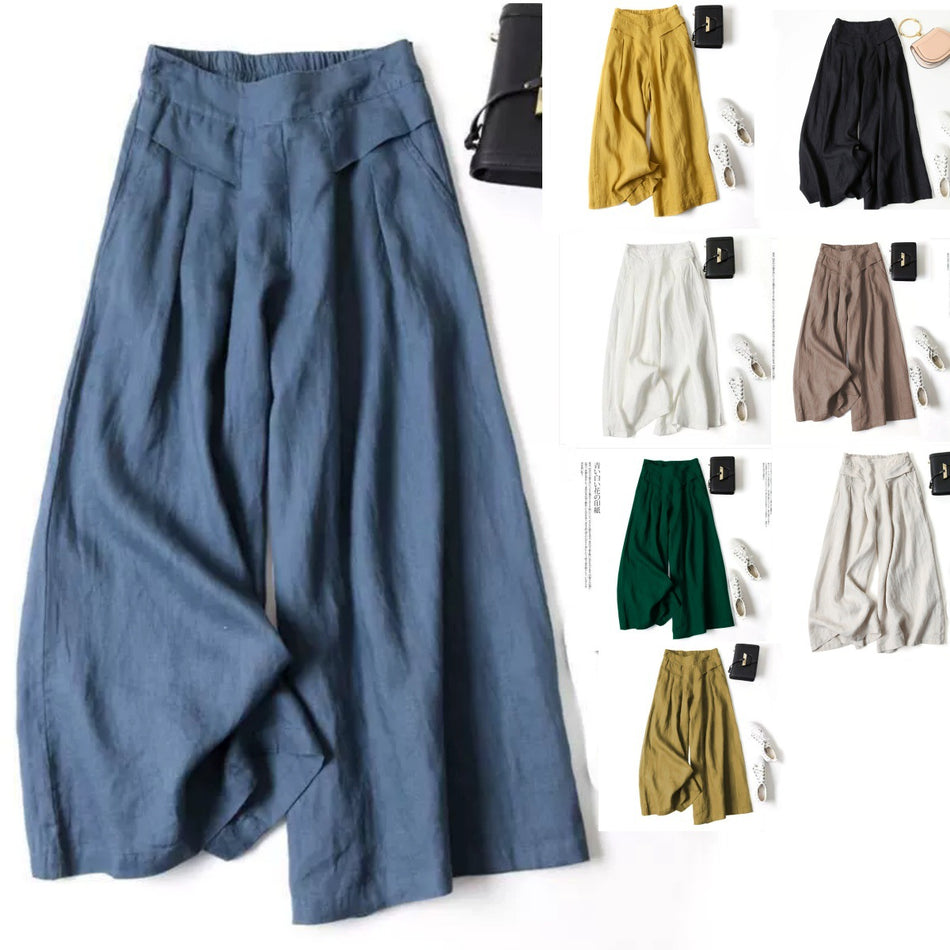 Women's Wide-Leg Cotton Linen Culottes