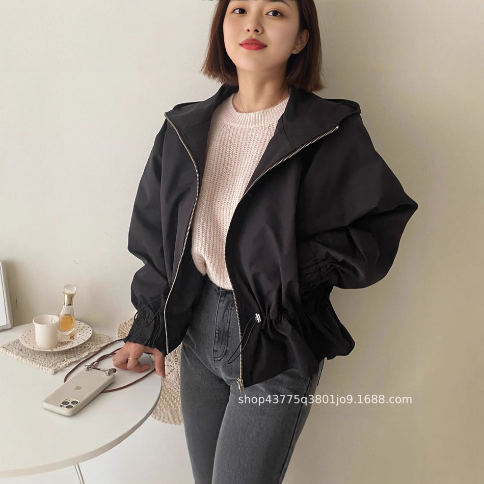 Korean Dongdaemun Hooded Short Windbreaker
