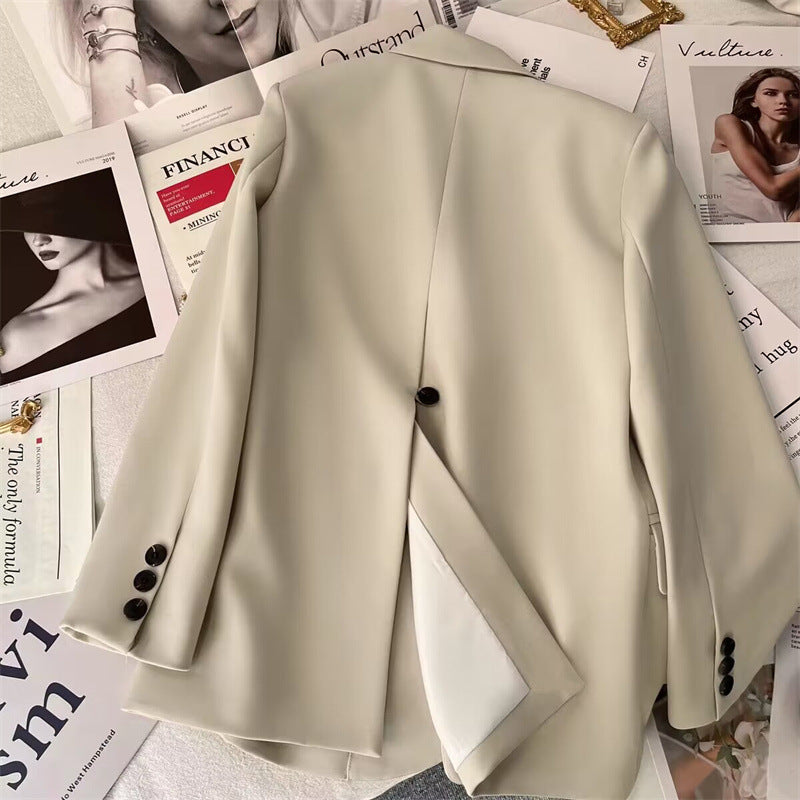 Beige Korean Style Suit Jacket for Women – Spring Autumn