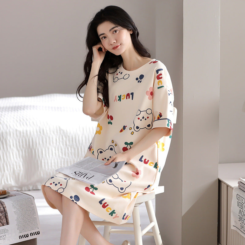 Cotton Summer Nightdress Half Sleeve – Cute & Comfy
