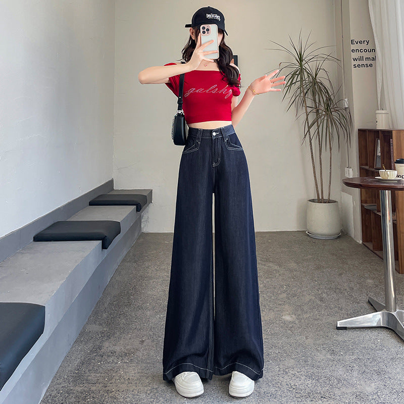 Tencel Blue High-Waist Wide-Leg Jeans