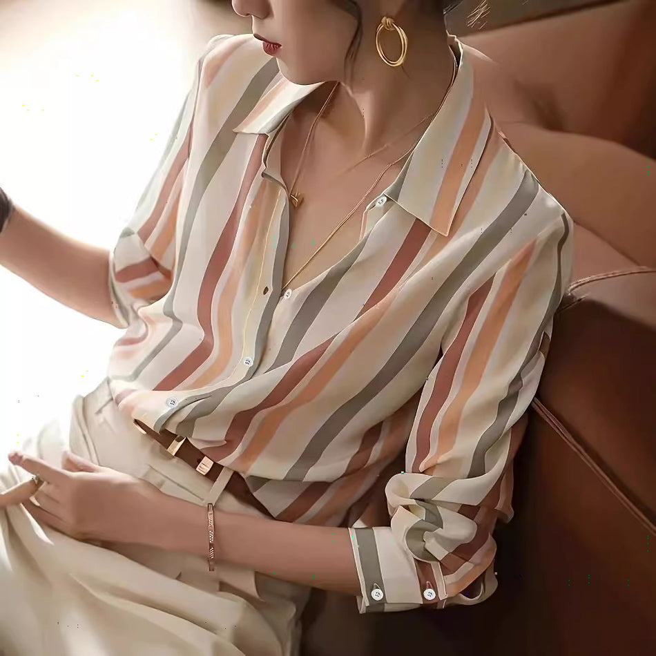 Women’s Striped Lapel Shirt