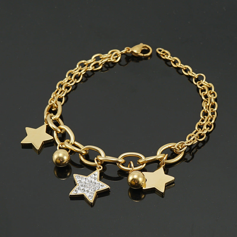 18K Stainless Steel Star Bracelet – Trendy Women’s Jewelry