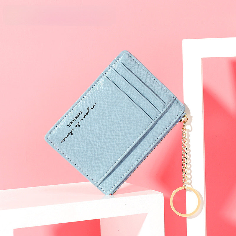 Solid Color Mini Coin Purse – Card Holder with Keychain