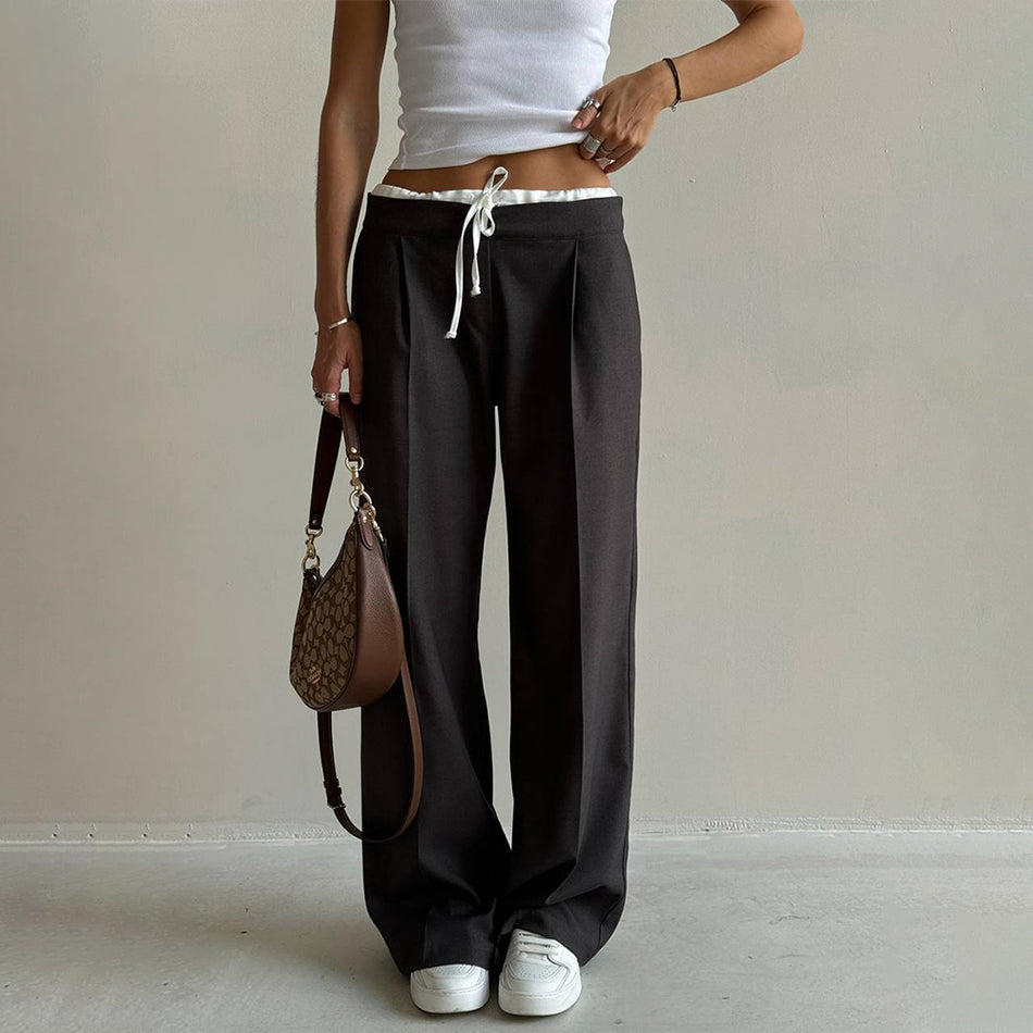 Spring Loose Lace-up Suit Pants