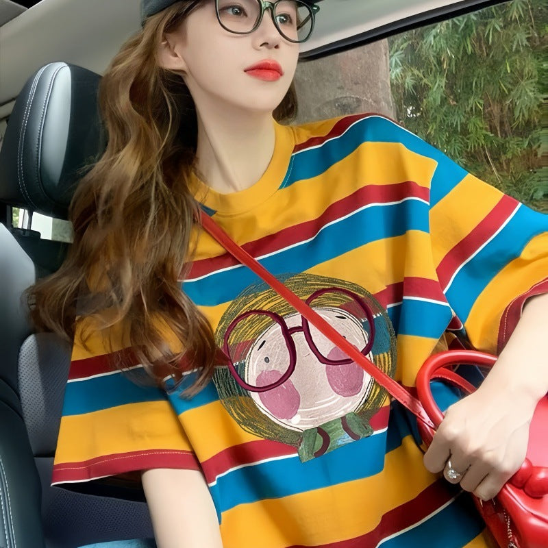 Retro Striped Loose Summer T-Shirt