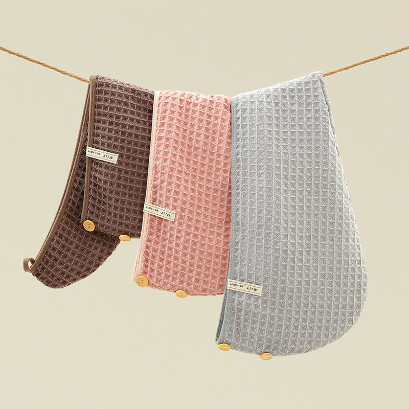 Double-Sided Waffle Hair Drying Cap – Breathable & Fashionable