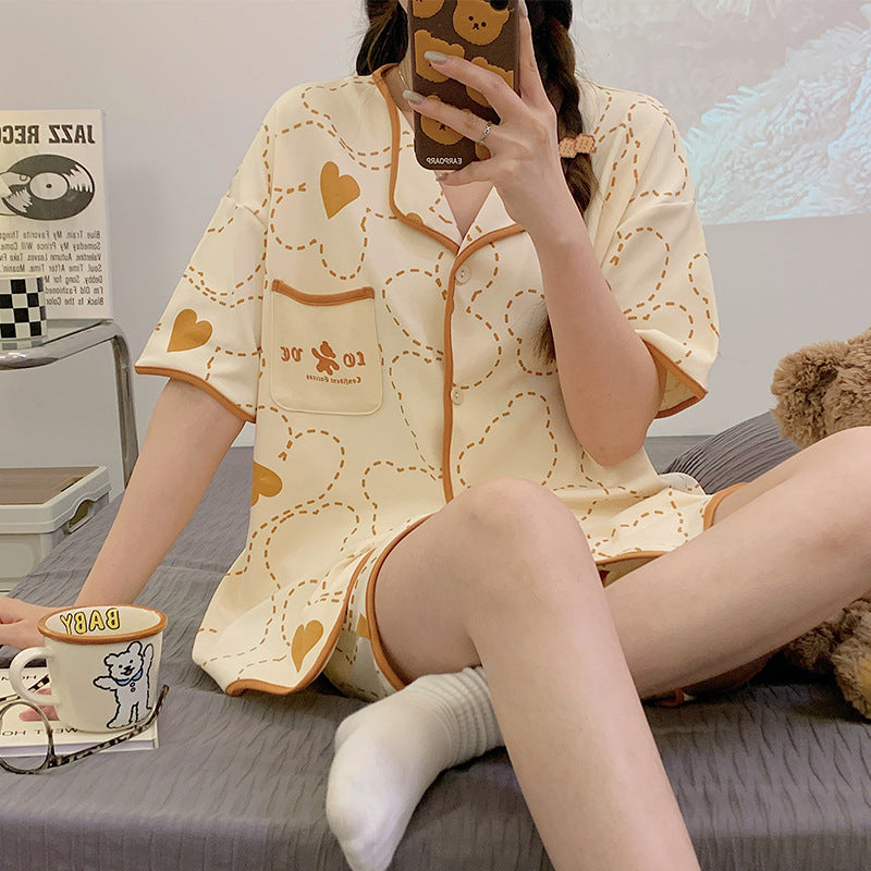 Sweet Cotton Summer Pajama Set – Casual Korean Style