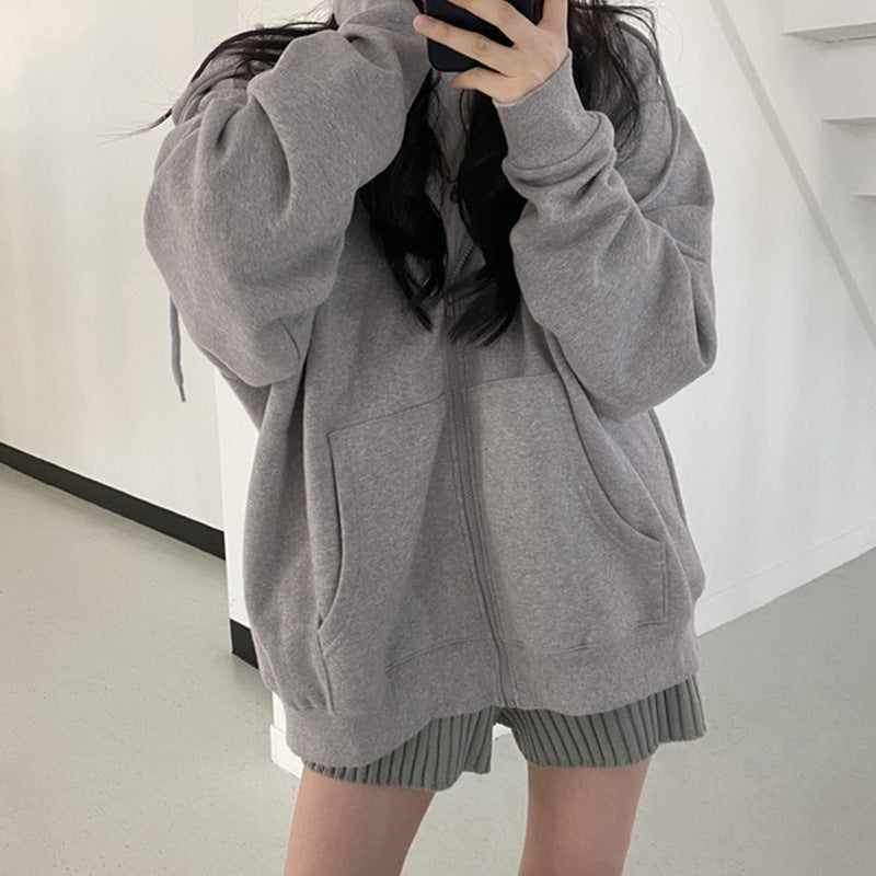 Women’s Thickened Fleece-Lined Zipper Hoodie