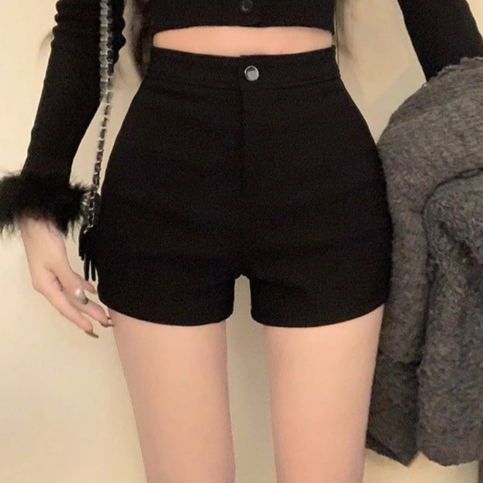 High Waist Black Shorts – Trendy Tight Fit